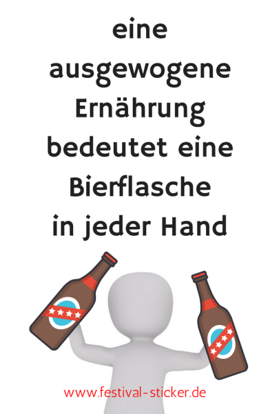 Sticker: eine ausgewogene Ernährung bedeutet eine Bierflasche in jeder Hand