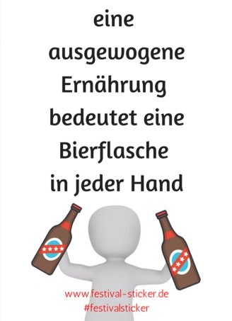 Sticker: eine ausgewogene Ernährung bedeutet eine Bierflasche in jeder Hand